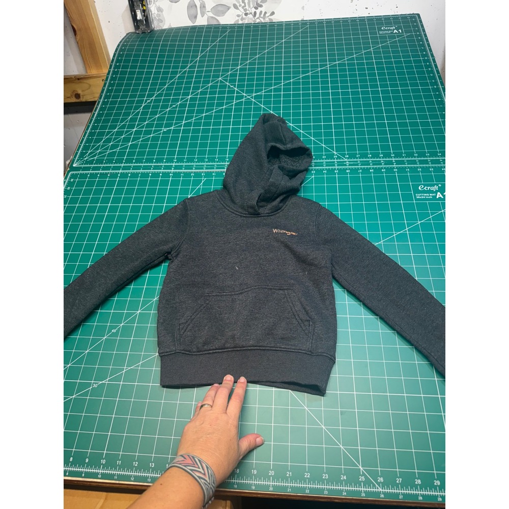 Wrangler Kids Charcoal Gray Cowboy Graphic Pullover Hoodie Size Small S 6-7